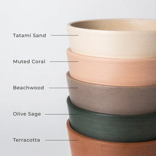 Earth Toned Tapered Planter + Saucer
