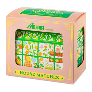 Box of Archivist house matches with a garden greenhouse-themed 