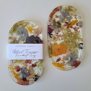 Clear Trinket Tray with colourful flowers