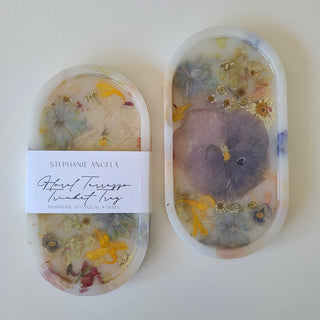 Milk Trinket Tray with colourful flowers